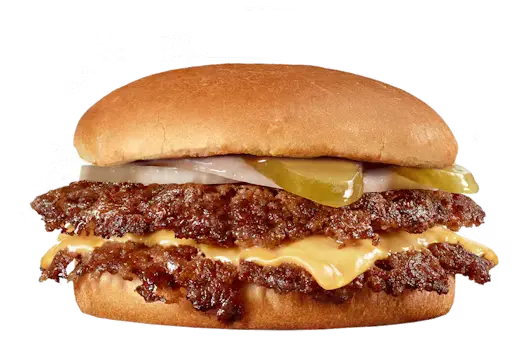 The Original Double 'N Cheese with two juicy beef patties, melted cheese, lettuce, and special sauce on a toasted bun, 528x352